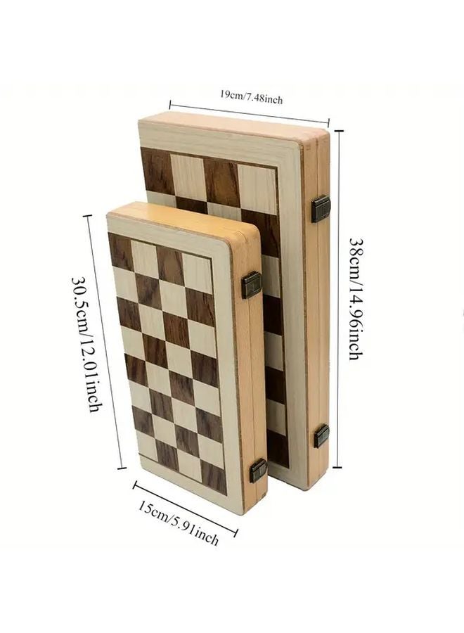 Deluxe Wood Fiber Board Chess And Checkers Set 2 In 1 Foldable 12 Inch Board - Image 2
